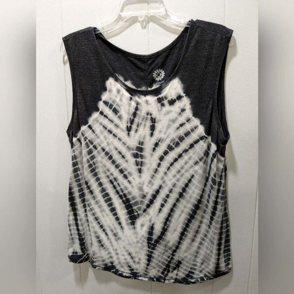 Brisas misses top, size L, dark gray and white tie dye